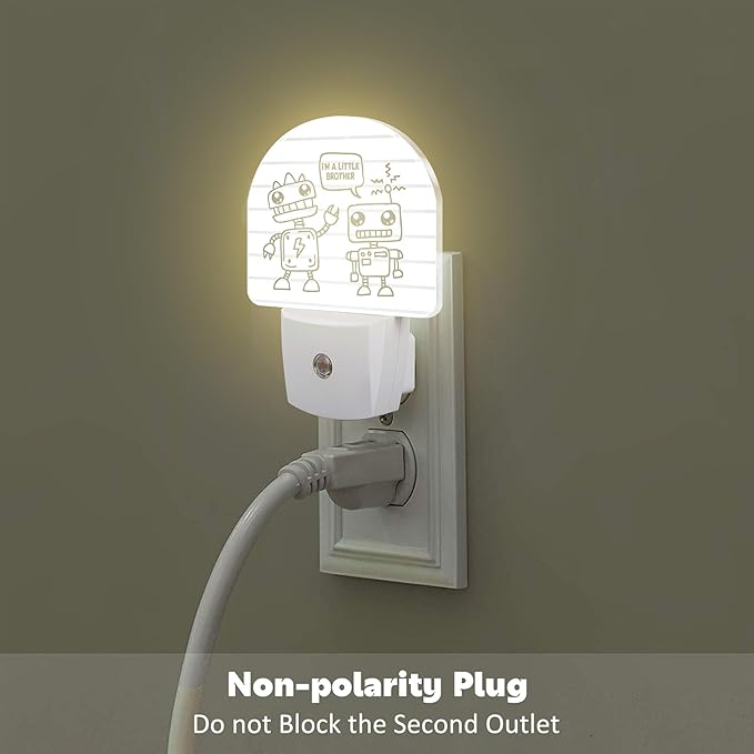 Cartoon Dinosaur Robots Night Light Plug into Wall, Cute Robot Dusk to Dawn Night Light Plug in,0.5w Energy Saving Sleep Friendly NightLight for Kids Boys Girls Home Decor