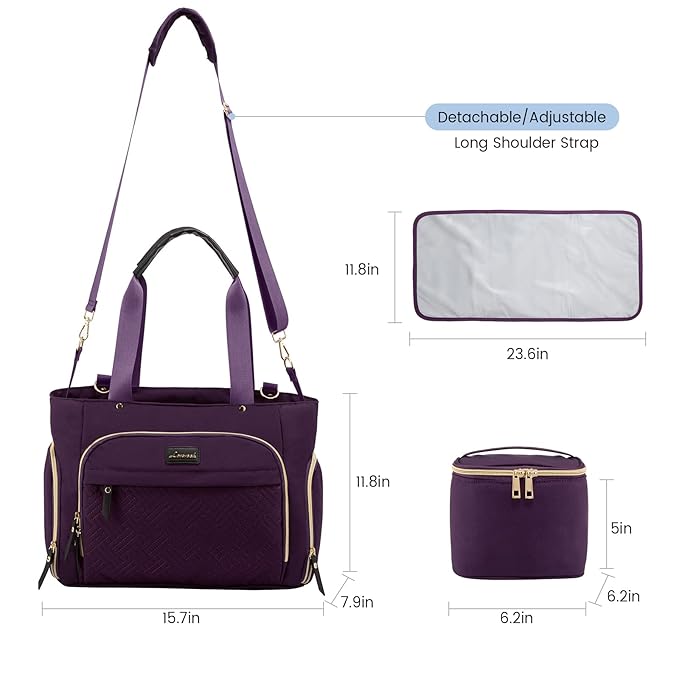 LOVEVOOK Breast Pump Bag, Diaper Bag Tote 3Pcs Set, Work Bag for Breastfeeding Mom with 15" Laptop Pocket, Cooler Bag & Changing Pad Fit Most Breast Pumps Like Spectra S1/S2, Medela, Rainyb, Elvie