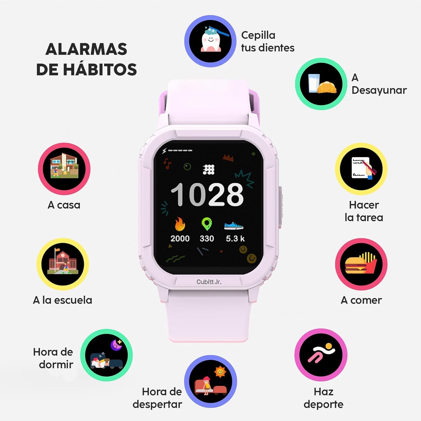 Cubitt Jr Smart Watch Fitness Tracker for Kids and Teens, with Games, Step Counter, Sleep Monitor, Heart Rate Monitor, Activity Tracker, Good Habits Alarms, 1.52" Touch Screen, IP68 Waterproof