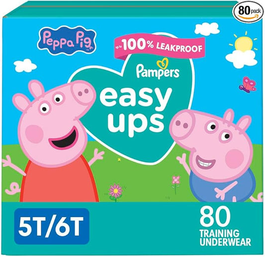 Pampers Training Pants - Easy Ups Girls & Boys - Size 5T-6T, 80 Count, Peppa Pig Potty Underwear (Packaging May Vary)