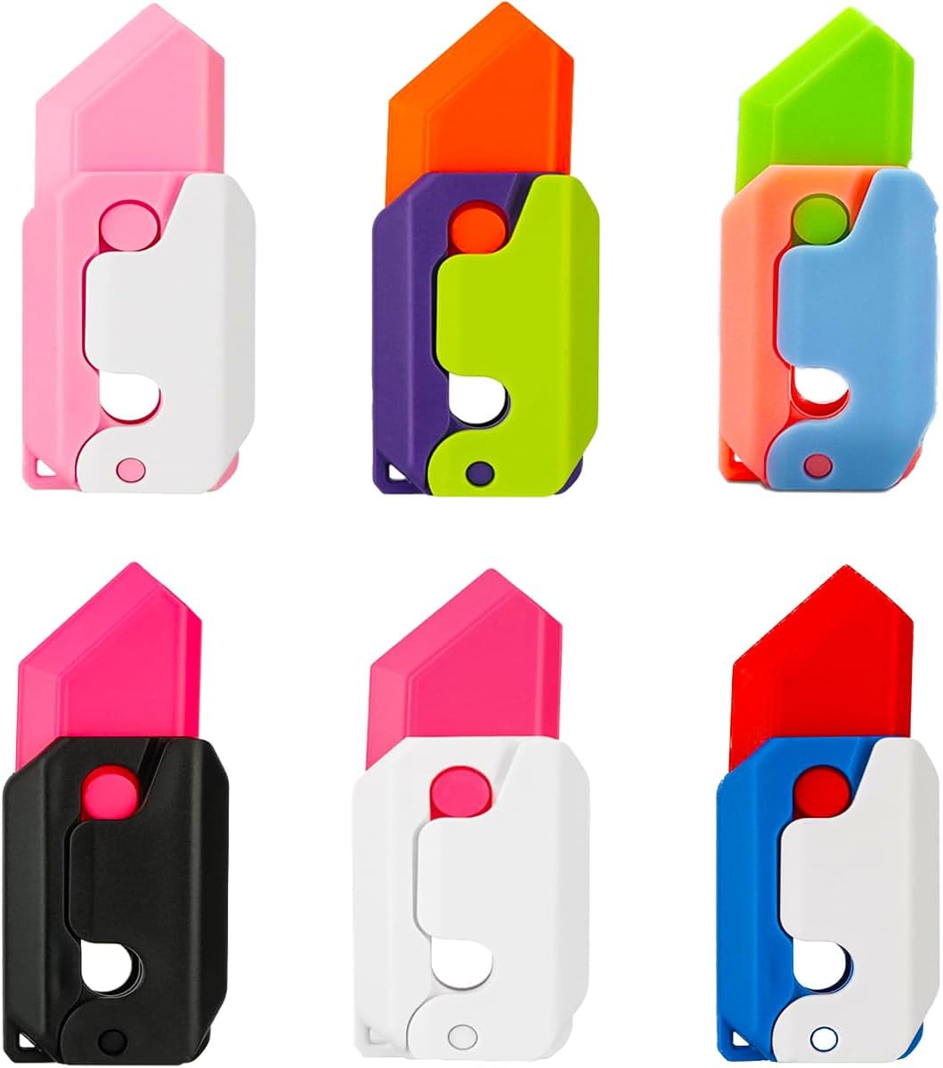 Fidget Toys Pistol, 3D Gravity Mini 1911 Fidget Pistol Toys,Fidget Sensory Toys,Stress Relief for Adults, Suitable for Relieving ADHD, Anxiety, Best Gift for Adults and Kids(6PCS Knife)