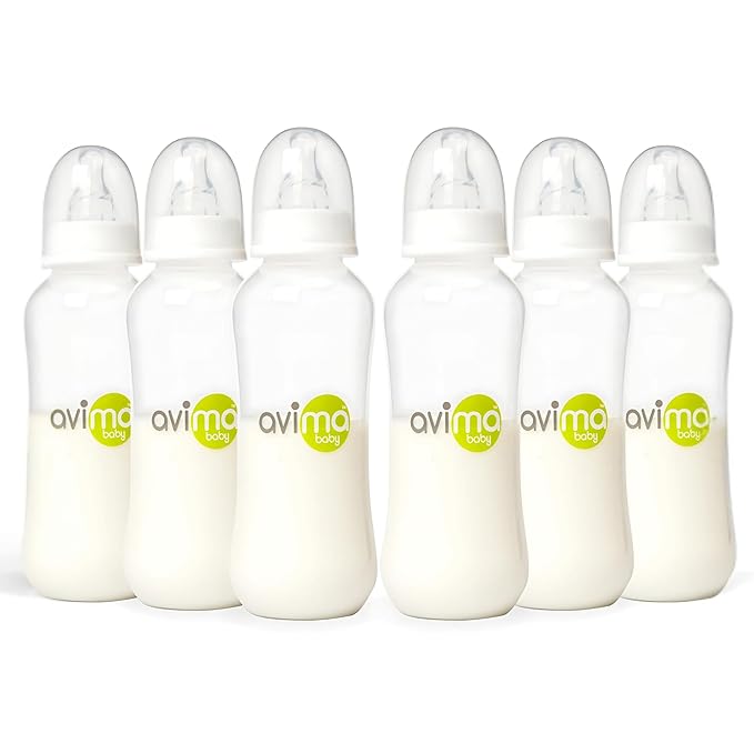 Avima Anti-Colic Baby Bottles – 10 oz, Medium Flow Nipples – BPA-Free, Standard Neck – Stage 2 for 3–6 Months – Set of 6