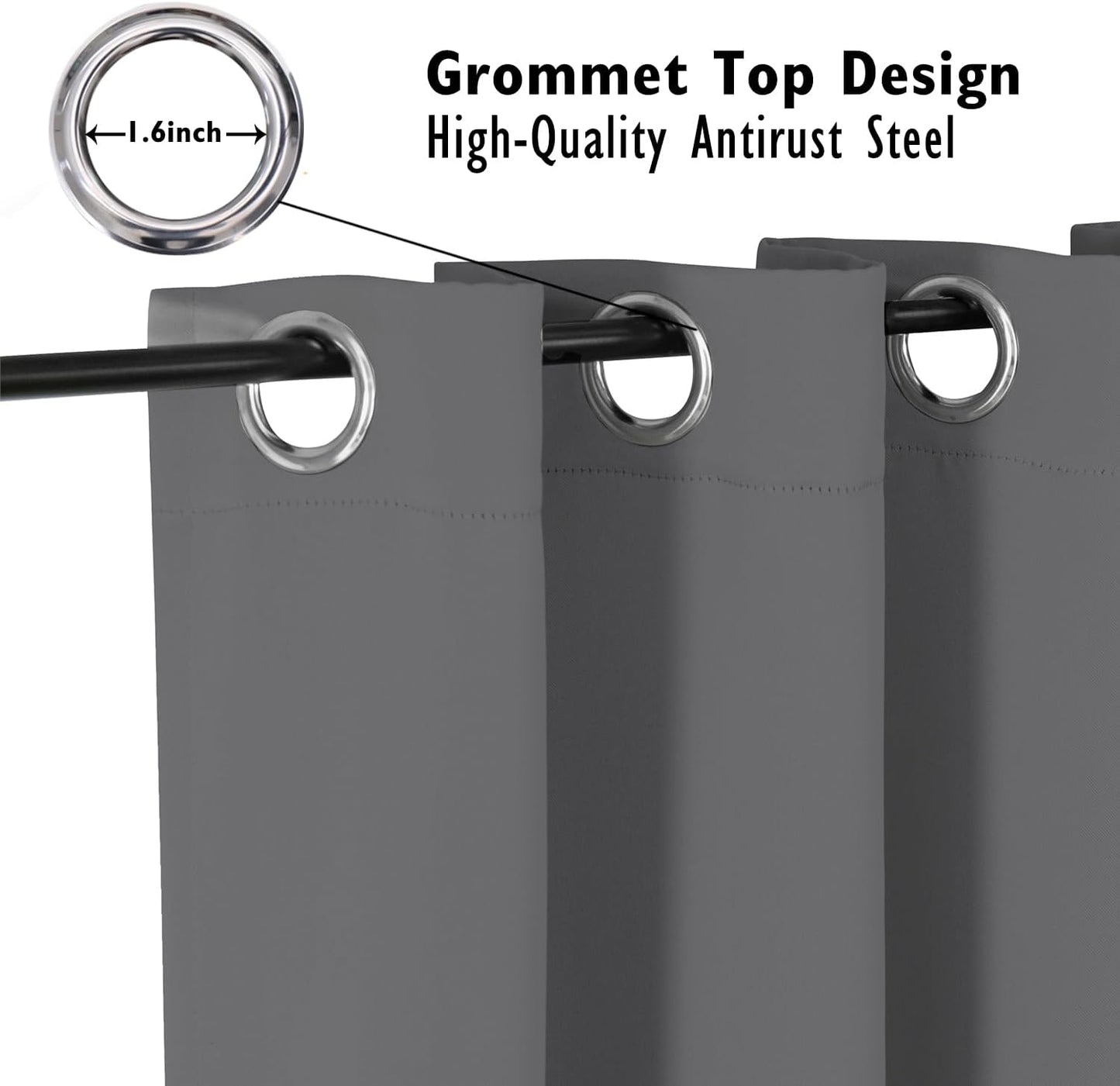 ChrisDowa Small Window Curtains 50 inches Long for Bedroom - Grommet Short Thermal Insulated Room Darkening Curtains for Kitchen (2 Panels, Grey, 29 x 50 Inch)