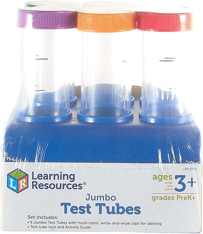 Learning Resources Primary Science Jumbo Test Tubes with Stand, Set of 6 Tubes, Ages 3+