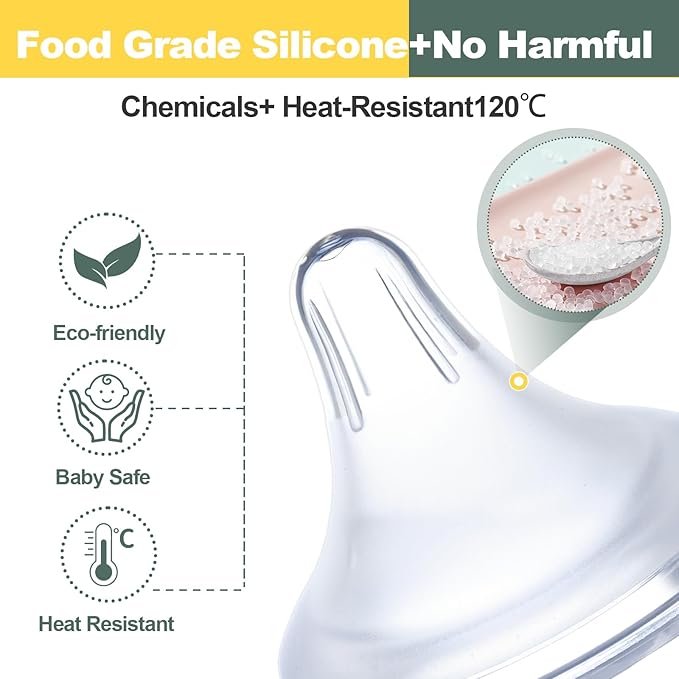 Bottle Nipples Compatible with Spectra with Baby Safe Soft Silicone,Slow Flow Nipples for Bottles Compatible with Spectra,Level 1,Size S,0-3Month,2PCS