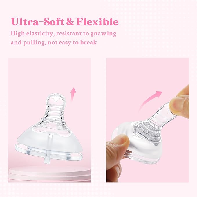 LittleForBig Silicone Soft Touch Adult Bottle Nipples Replacement Teat Compatible with LittleForBig Bottles - Lip Care Bottle Nipples for Adults 3-Pack