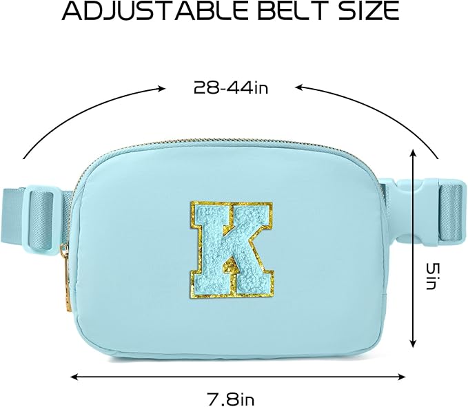 Gitus Gifts for 8 9 10 11 12 Year Old Girls Belt Bag Fanny Pack Crossbody Bags with Initial Letter Patch Cute Stuff Birthday Gifts for Teen Girls Women Personalized Trend Stuff (Icing Blue-K)