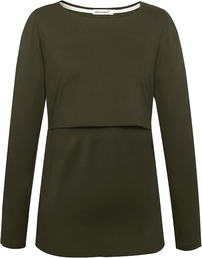 Smallshow Women's Maternity Nursing Tops Comfy Long Sleeve Breastfeeding T-Shirt