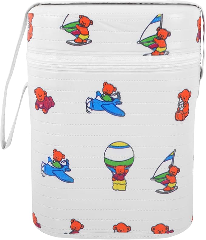 Portable Dual Compartment Insulated Water Warmer & Cooler Bag for Breastmilk, Travel Bottle Warmer with Cute Bear Design, 9.05 X 7.08 X 3.74 Inches, Pvc Material (random color)