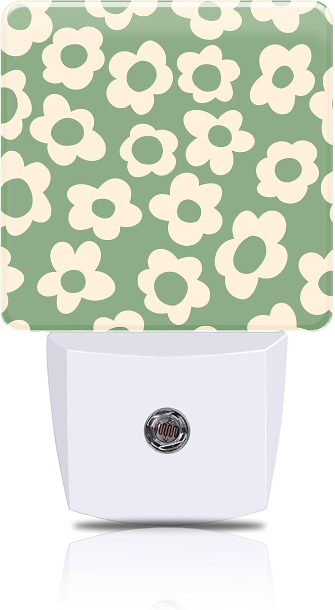 Night Light Green Groovy Flower Night Lights Plug into Wall Smart Dusk to Dawn Sensor 0.5W Energy Efficient Led Lamp for Men Women Bedroom Bathroom Hallway Stairway Decor