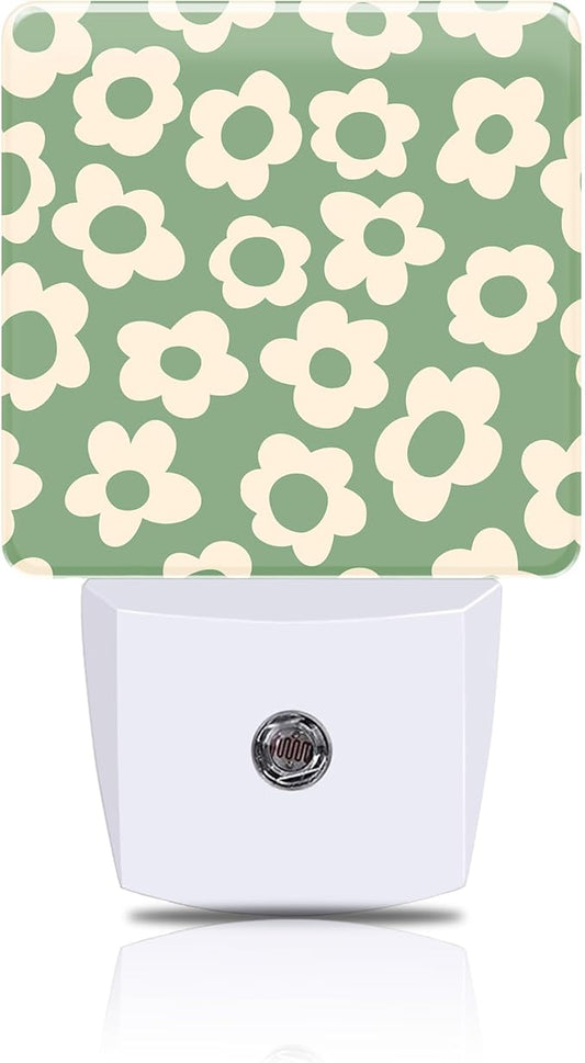 Night Light Green Groovy Flower Night Lights Plug into Wall Smart Dusk to Dawn Sensor 0.5W Energy Efficient Led Lamp for Men Women Bedroom Bathroom Hallway Stairway Decor