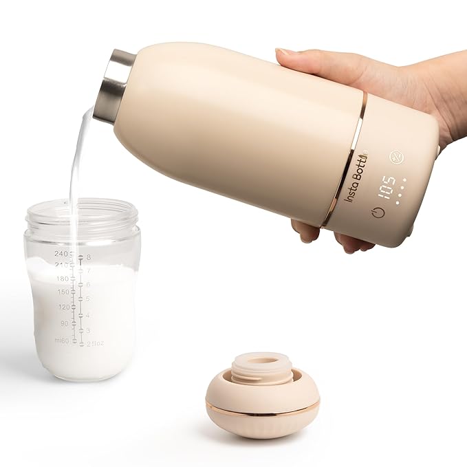 Portable Baby Bottle Warmer for Breastmilk & Formula, Fast 3-Min Heating, 500ml, Adjustable Temp Control, USB Rechargeable, Travel-Friendly with Case