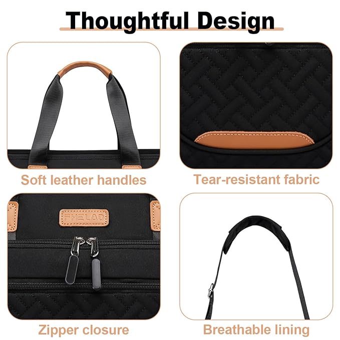 Diaper Tote Bag, 4 in 1 Tote Diaper Bag with 16" Laptop Compartment, Baby Bag with 3 Insulated Pocket for Mam and Dad, Ideal for Travel, Work (Black)