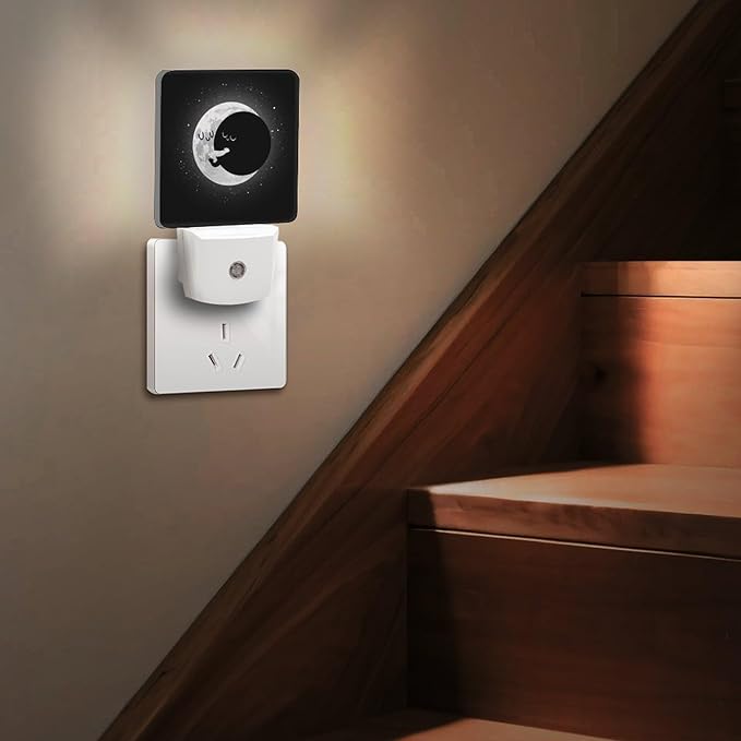 Cute Lunar Eclipse Night Light, Plug into Wall Decor Nightlights for Bedroom, Bathroom, Hallway, Kitchen, with Dusk to Dawn Light Auto Sensors LED Night Lights for Boys Girls Women Men Room Gifts