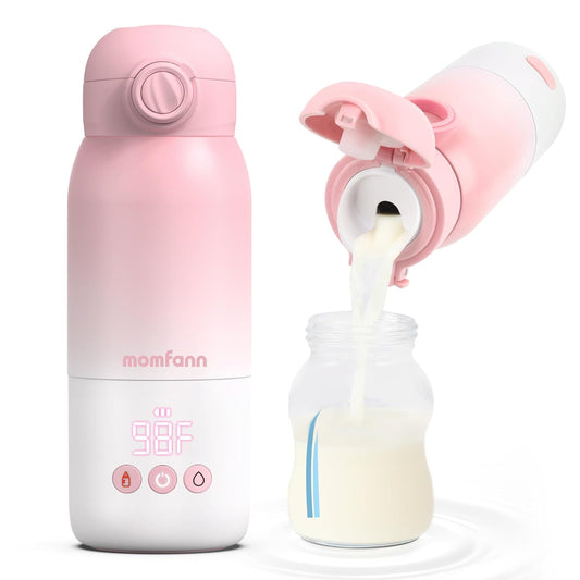 Portable Bottle Warmer for Travel, Dual Heating Modes for Breastmilk & Water, Portable Bottle Milk Warmer with Fast Heating & Long Battery Life, 10 Ounces Large Capacity (Pink)