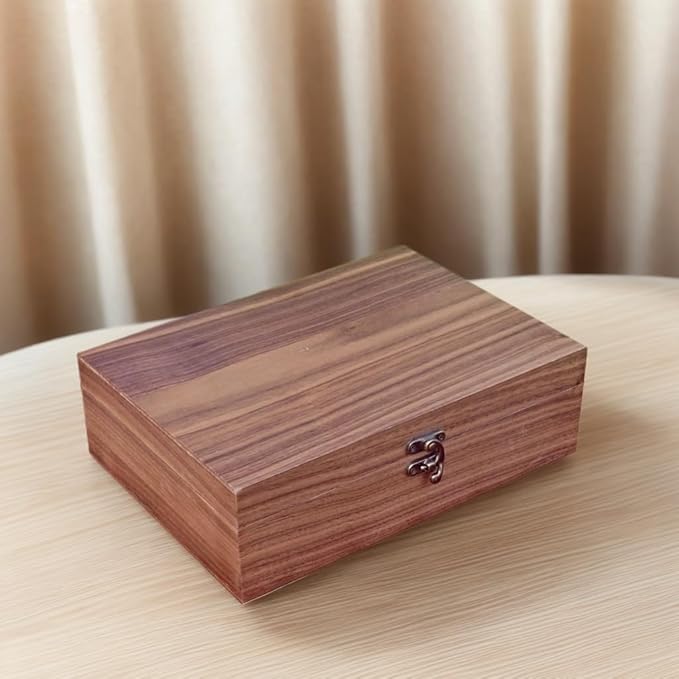 Handmade Walnut-Colored Keepsake Storage Box with Lid - Ideal Gift for Weddings, Anniversaries, Birthdays, or Travel Letters. Perfect for Home Decoration (Storage Box-25 * 18cm)