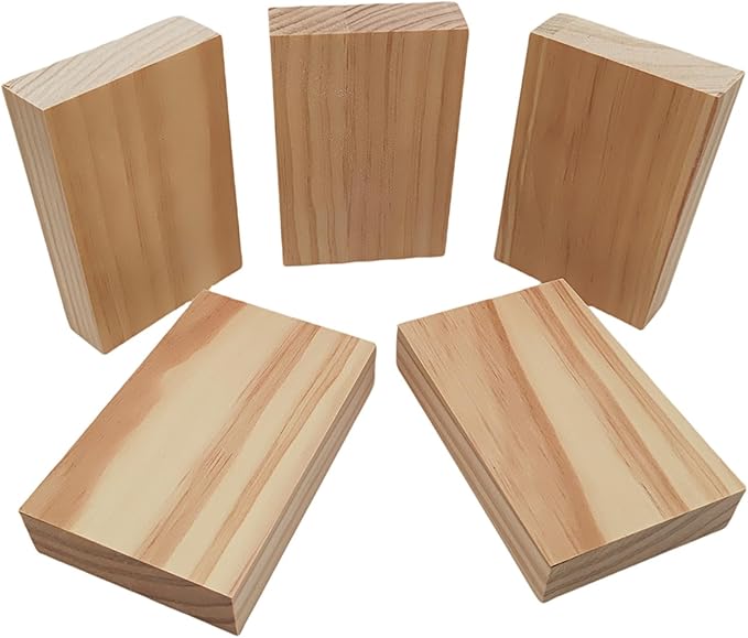 10PCS Rectangle Wood Boards Unfinished Wood Blocks for Crafting, 4.7x3x1in Blank Whittling Wooden Blocks for Wood Carving,Painting & Burning