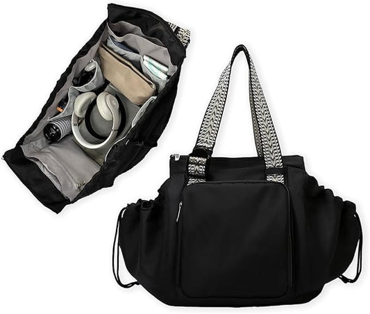 Diaper Bag Tote for Moms & Women, Large Capacity Multi-Functional Tote with 16 Compartments, Convertible Backpack & Shoulder Bag for Work, Travel, Shopping & Picnic (Midnight Black)