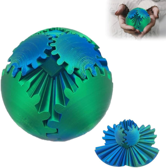 3D Printed Gear Ball, Gear Ball 3D Printed Gear Ball Spin Ball, Gear Ball Spin Ball, 3D Printed Toys, Fidget Ball, Stress Toys, Anxiety Fidget, 3D Printed Fidget Toys (Green Blue)