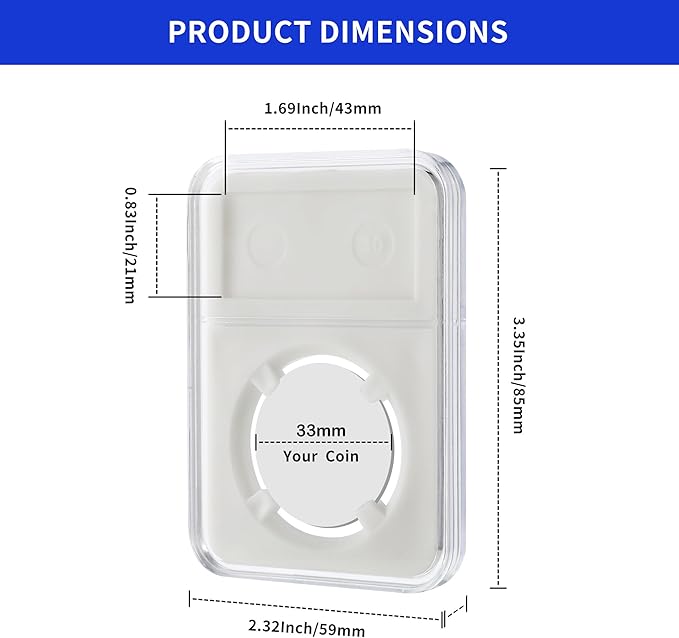 10-Pack Silver Dollar Coin Holder, 33mm Collection Coin Holder, Clear Acrylic Coin Slab Protectors and Display Case for Morgan, Peace, IKE Silver Coin, Four-Point Fixation Coin Capsules