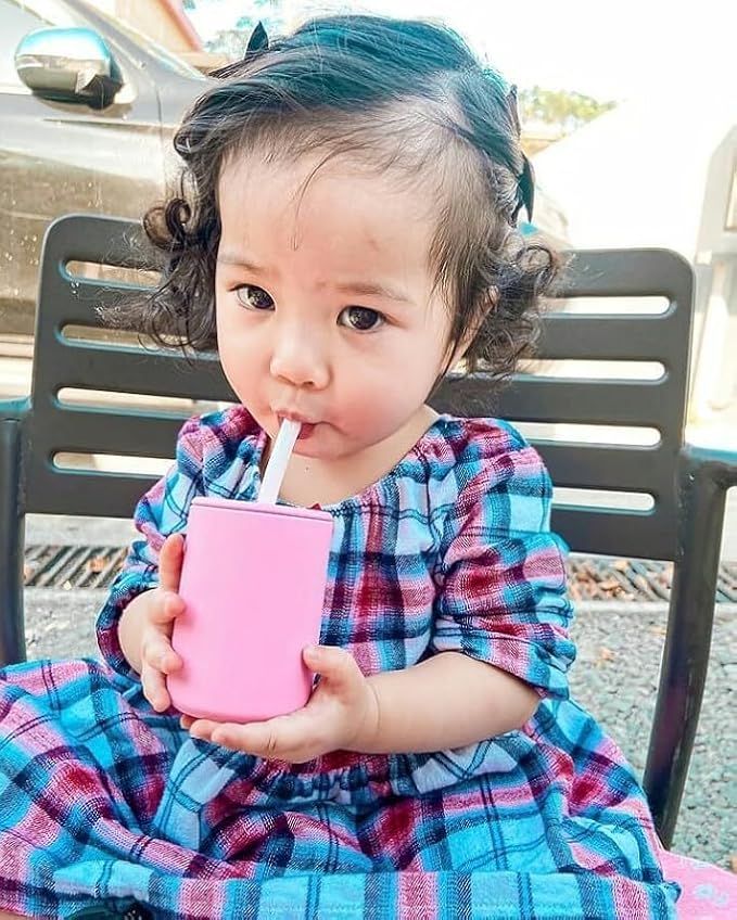 Avanchy Silicone Training Sippy Cup with Straw Lid – Tiny Cup for Babies 6+ Months to Toddlers 1 Year Old – 5 oz Infant Water Cup for Baby Led Weaning, See-Thru Green