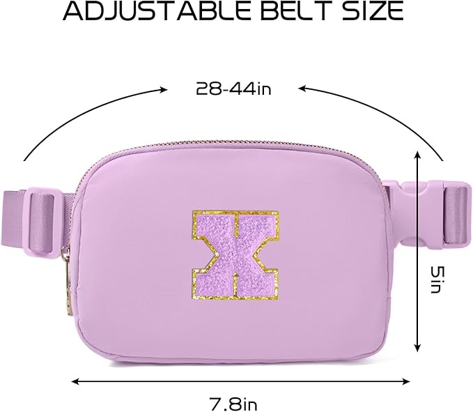 Gitus Gifts for 8 9 10 11 12 Year Old Girls Belt Bag Fanny Pack Crossbody Bags with Initial Letter Patch Cute Stuff Birthday Gifts for Teen Girls Women Personalized Trend Stuff (Lavender-X)