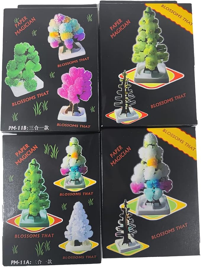3 in 1 Mini Christmas Tree Magic Growing, Paper Tree Colorful DIY Crystal Growing Kit/Ornaments Decoration Toy Novelty Xmas Gift Boys Girls Science Kits & Toys Learning Guide (B)