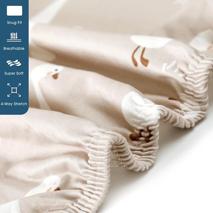 Stretchy Ultra Soft Jersey Knit Fitted Pack and Play Sheets Set 3 Pack, Portable/Mini Crib Sheets for Boys and Girls, Universal Fit for Pack N Plays Safe and Snug, Stylish Pattern of Duck Happy Party