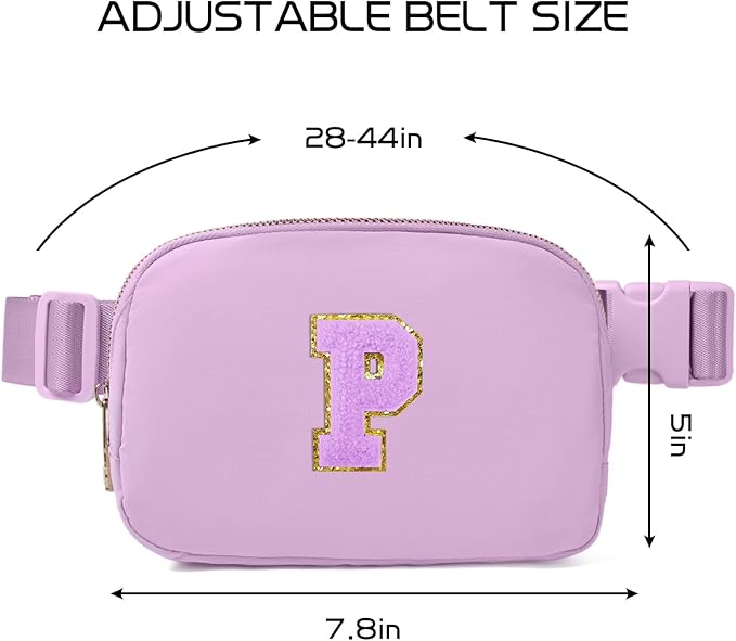 Gitus Gifts for 8 9 10 11 12 Year Old Girls Belt Bag Fanny Pack Crossbody Bags with Initial Letter Patch Cute Stuff Birthday Gifts for Teen Girls Women Personalized Trend Stuff (Lavender-P)