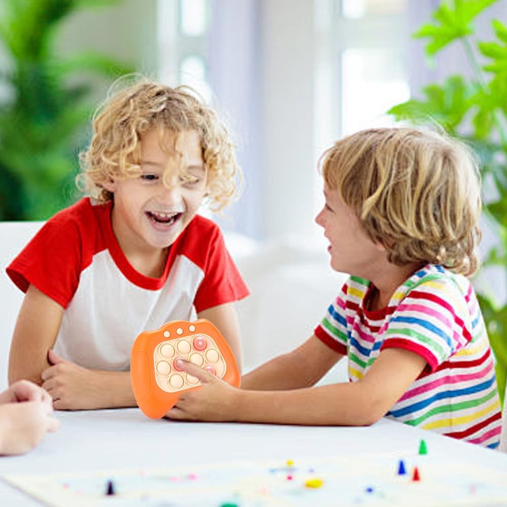 Fast Push Bubble Game, Quick Push Pop Game, Quick Push Toy with Lights, Pop Fidgets Game Toys, Fun Stress & Anxiety Relief Games Toys (Orange)