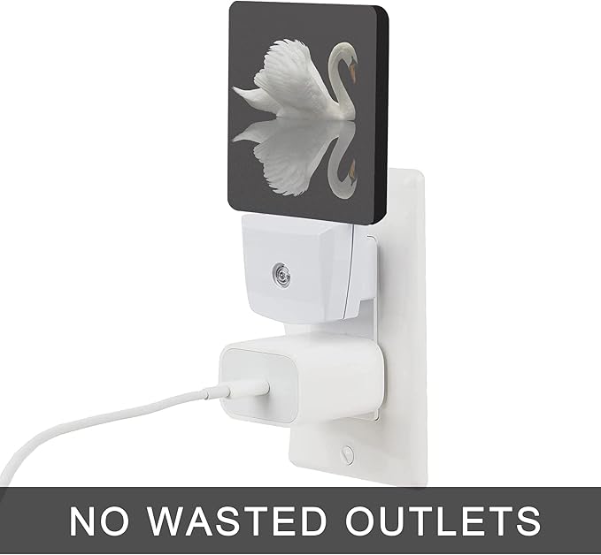 White Swan Night Light,Water Reflection Night Lights 0.5W Sleep Friendly for Boys Girls Led Night Light Dusk to Dawn Sensor Nightlight for Stairway/Hallway/Kitchen