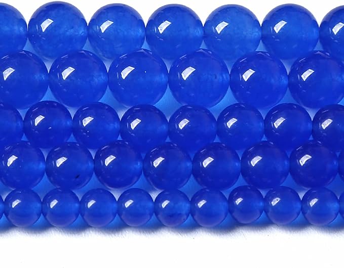 10MM 38PCS Deep Blue Chalcedony Natural Stone Loose Beads for Jewelry Making DIY Bracelet