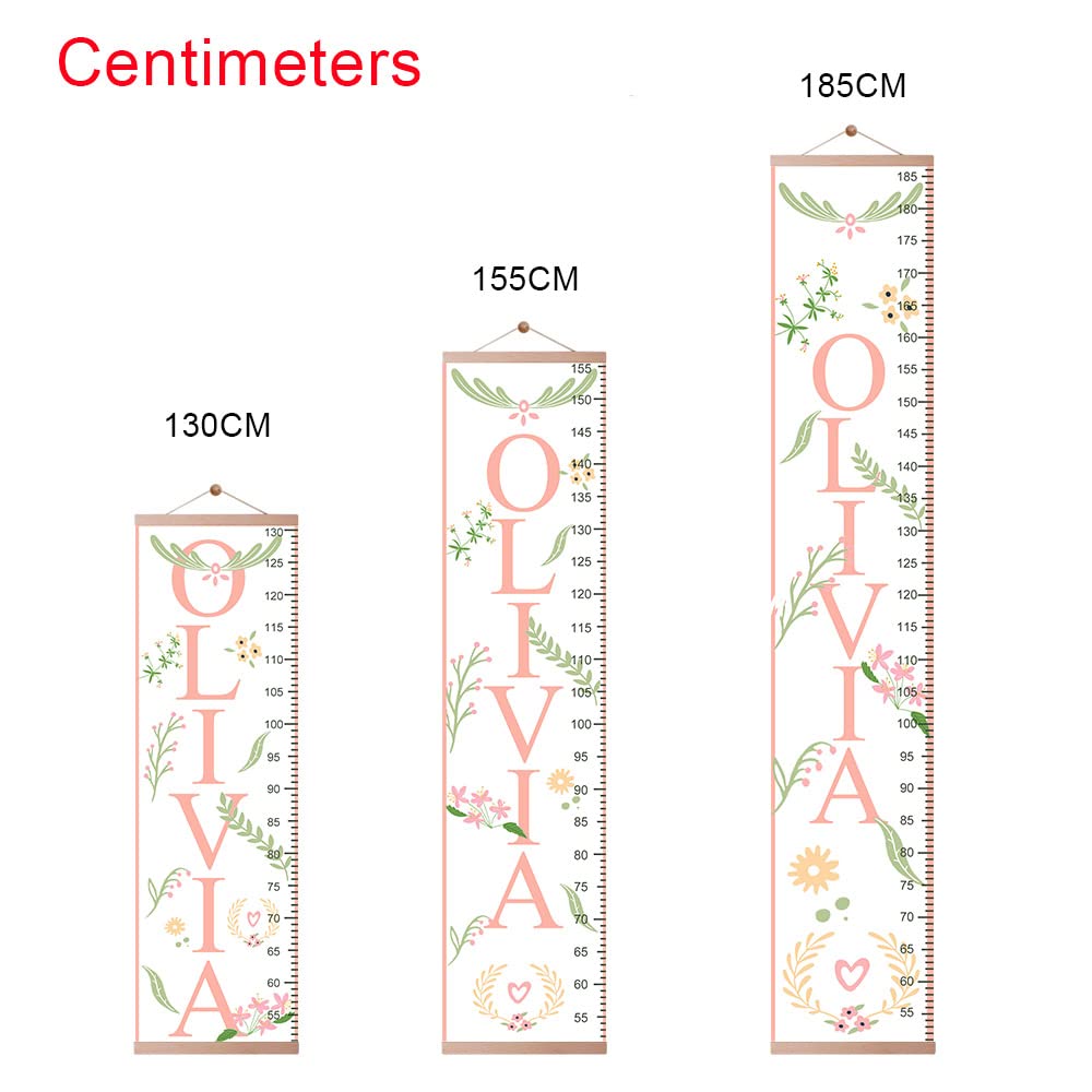 Personalized Kids Height Chart - Canvas Growth Ruler for Boys and Girls - Custom Name Banner with Removable Nursery Wall Decor - Gift for Kid’s Room Decoration