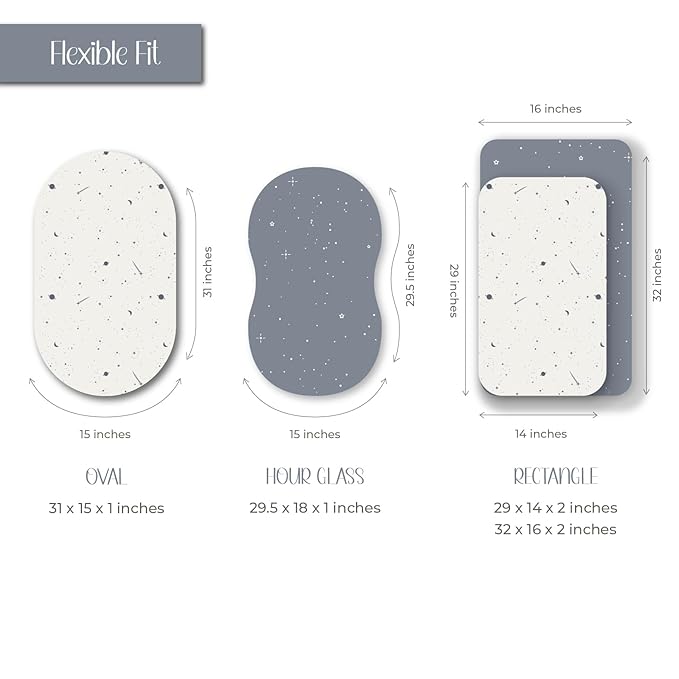 Ely’s & Co. Bassinet Sheets, Baby Boy Fitted Bassinet Mattress Sheet Set - 2 Pack, 100% Jersey Knit Cotton, fits Oval, Hourglass and Rectangle Bassinet Mattress, Celestial Blue Collection, 32”x16”x3”