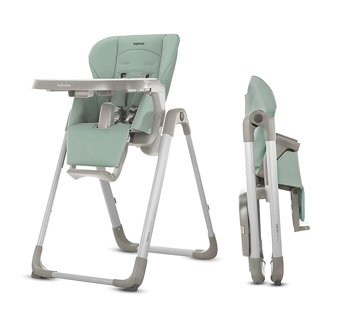 Inglesina My time Highchair, Mint - Adjustable High Chair for Babies & Toddlers, 4 Height & 3 Recline Settings, Collapsible, Tool-Free Assembly, BPA Free, Removable Tray for Easy Cleaning