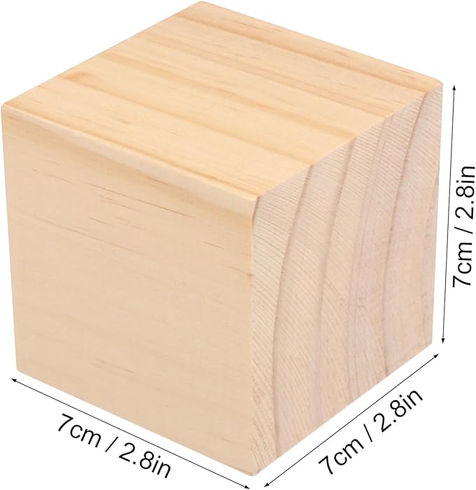 12 Packs Wooden Blocks for Crafts, 2.75 Inch Pine Wood Cubes, Wooden Cubes for Paint, Stamp, Decorate, DIY Projects and Personalized Gifts,by GNIEMCKIN