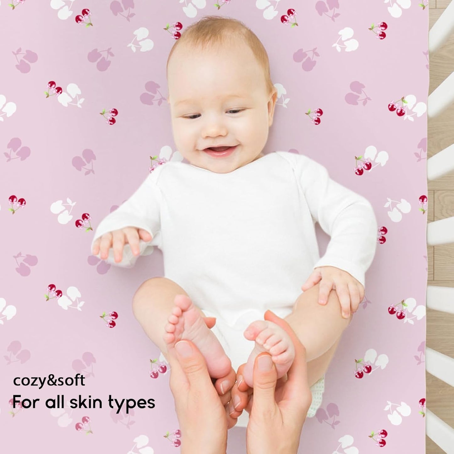 Yoofoss Pack and Play Sheets Fitted, Mini Crib Sheets 2-Pack for Pack N Play Mattress, Stretchy Playard Sheet, Soft and Breathable (Pink+Cherry)