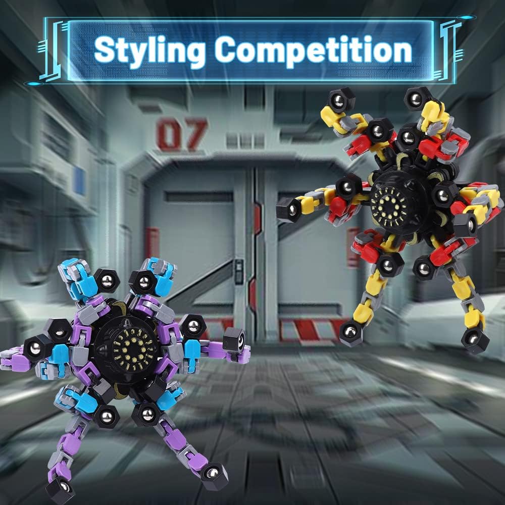 Transformable Fidget Spinners 15 PCS for Kids Adults Deformable Chain DIY Robot Spinners Stress Relief Sensory Toys for Party Stuffers Classroom Prizes Gifts for Kids