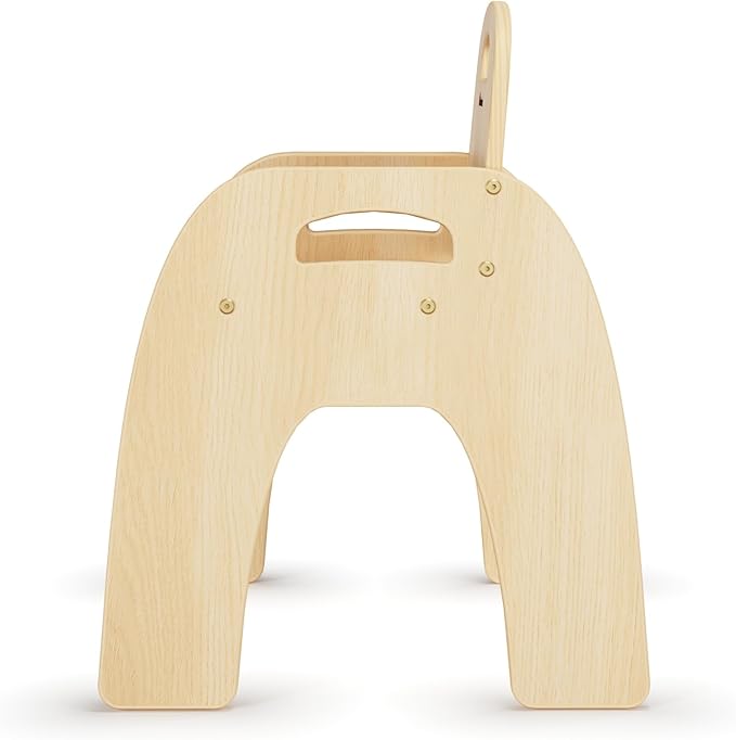 Foundations Simple Sitter 13” Low Wood Feeding Chairs, Wide No-Tip Base, Adjustable Safety Harness, Stackable Wood Toddler Chairs with Food Service Grade Finish, 2 Pack