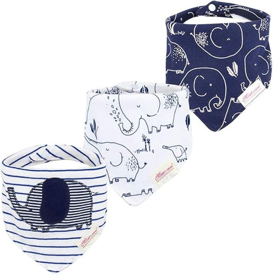 JN&LULU 3 Pack Newborn Baby Bibs Bandana Drool Bibs for Drooling Cotton Baby Gifts
