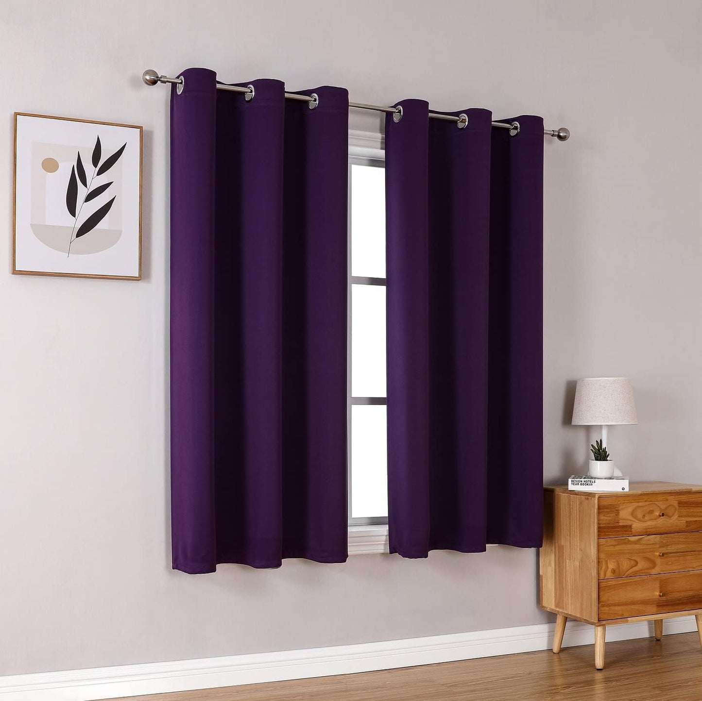 ChrisDowa Grommet Blackout Curtains for Bedroom and Living Room - 2 Panels Set Thermal Insulated Room Darkening Curtains (Royal Purple, 42W x 63L)
