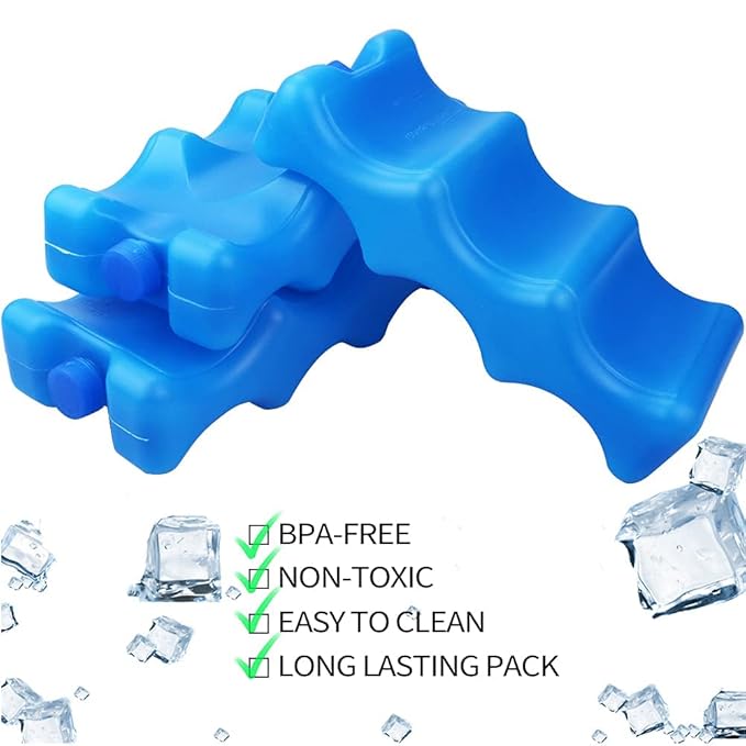 Pack of 3 Reusable Ice Packs for Breastmilk Storage, Bottle Ice Packs for Cool Cooler Bag, Breakfast, Lunch, Baby Bottles, Beer, Camping and Travel