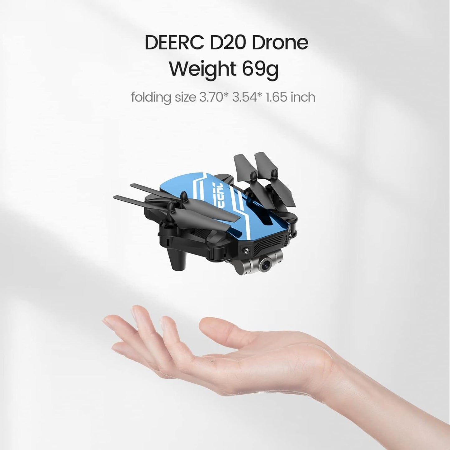 DEERC D20 Mini Drone with Camera for Kids, Remote Control Toys Gifts for Boys Girls with Voice Control, Gestures Selfie, Altitude Hold, Gravity Control, One Key Start, 3D Flips 2 Batteries, Blue
