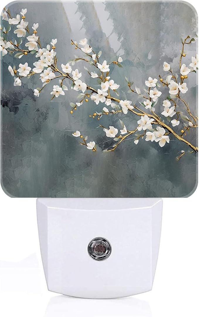 Pure White Flower Night Light,Plug-in Nightlights Auto Sensor Night Lamp Dusk to Dawn Lamp Home Decor for Nursery Children Girls Boys