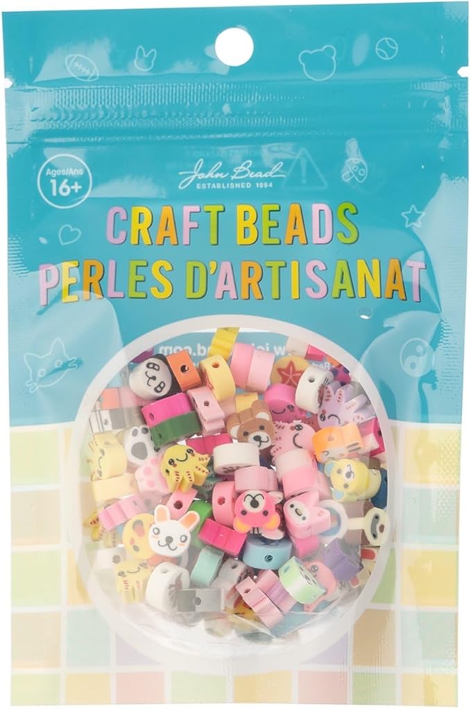 120pcs John Bead 9mm Animals Polymer Clay Craft Beads for Jewelry Bracelet Making