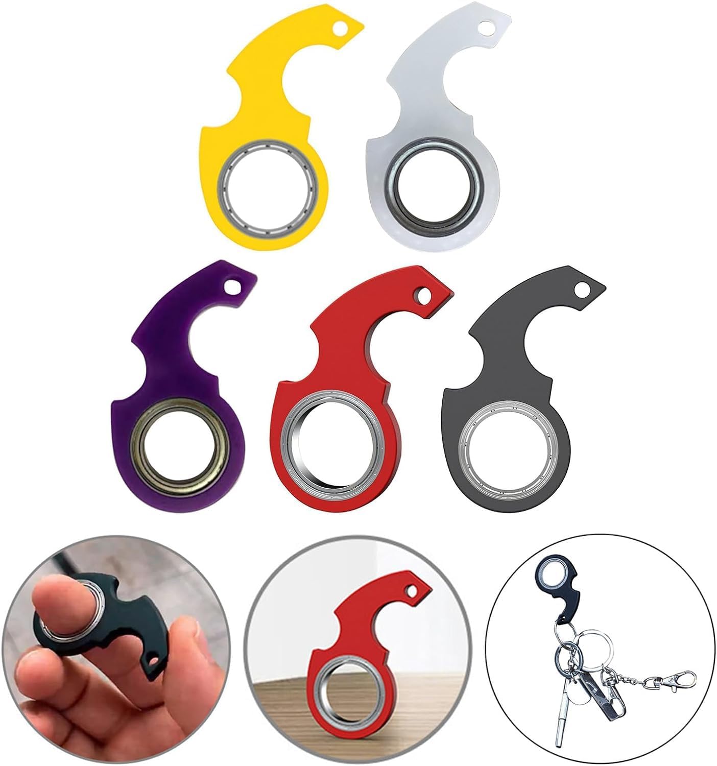 Key Flipping Keychain Spinner Spinning Key Ring Spinner for Car Key Pocket Spinning Stress Reliever Tool Fidget Spinners for Teen Man Women (Fluorescence)