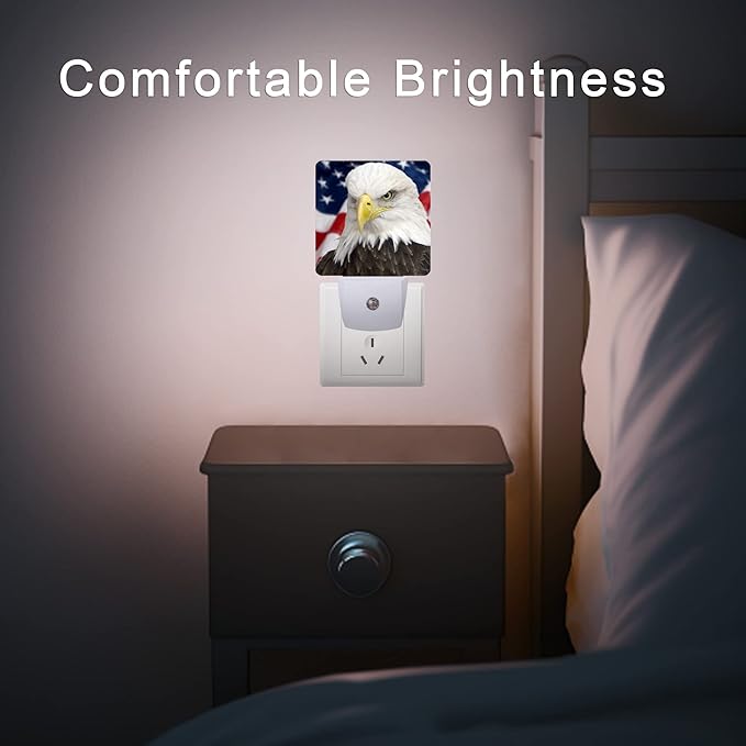 American Flag Night Light,Eagle Night Lights 0.5W Sleep Friendly for Boys Girls Led Lamp Dusk to Dawn Sensor Nightlight for Stairway/Hallway/Kitchen