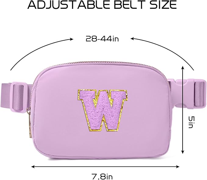 Gitus Gifts for 8 9 10 11 12 Year Old Girls Belt Bag Fanny Pack Crossbody Bags with Initial Letter Patch Cute Stuff Birthday Gifts for Teen Girls Women Personalized Trend Stuff (Lavender-W)