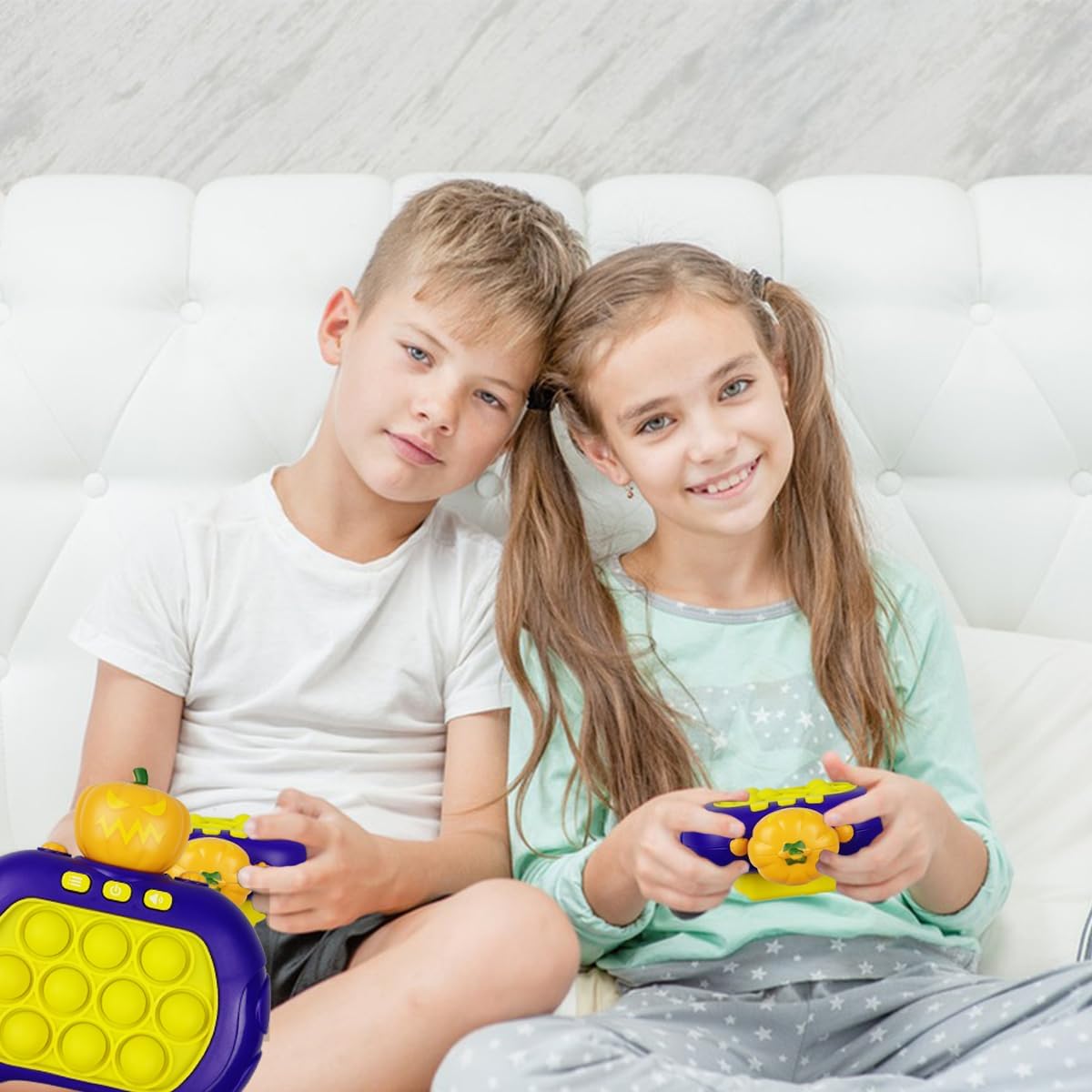 Anditoy Halloween Pop Quick Push Game, Handheld Light up Bubble Fidget Game Toy for Kids Boys Girls Teens Halloween Toys Halloween Treat Bags Gifts