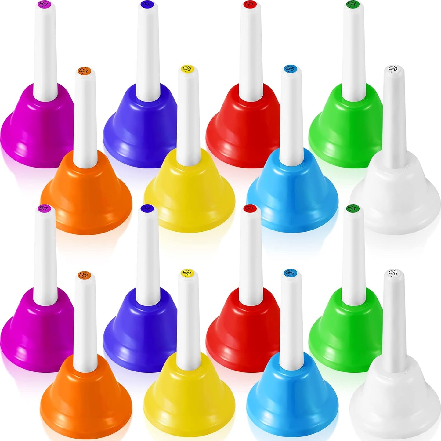 Fabbay 24 Pcs 8 Note Hand Bells Set Musical Handbells for Kids Colorful Diatonic Metal Bells Toy Percussion for Kids Toddlers Children Musical Teaching Church Chorus Wedding Family Birthday Party